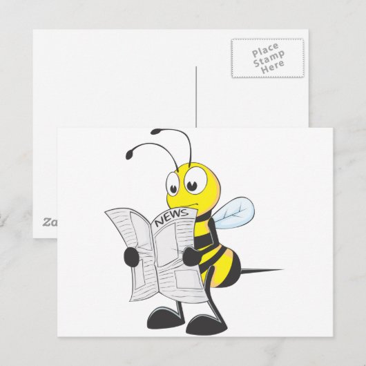 Carte Postale Journal heureux de lecture d'abeille (Devant / Derrière)