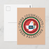 Carte Postale Journalistes libres, Palestine libre (Devant / Derrière)
