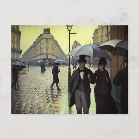 Carte Postale Journée de la Pluie de Paris par Gustave Caillebot (Devant)