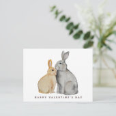 Carte Postale Journée de la Saint-Valentin Lapin Mignon (Debout devant)
