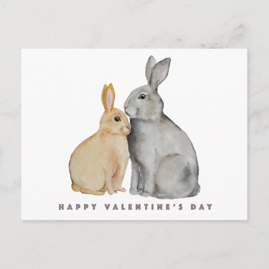 Carte Postale Journée de la Saint-Valentin Lapin Mignon (Devant)