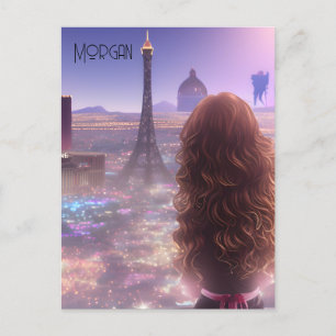 Carte Postale Journée des filles de la ville d'Anime rêve surplo
