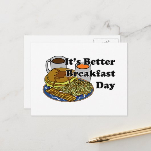 Carte Postale Journée du petit déjeuner amélioré (Devant/Arrière en situation)