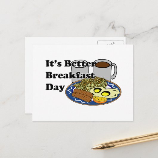 Carte Postale Journée du petit déjeuner amélioré (Devant/Arrière en situation)