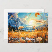 Carte Postale Journée Ensoleillée Dans La Prairie | Joyeux Anniv (Devant / Derrière)