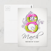 Carte Postale Journée femme avec fleurie numéro 8 (Devant / Derrière)