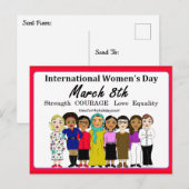 Carte Postale Journée internationale de la femme 8 mars (Devant / Derrière)