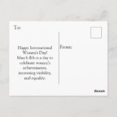 Carte Postale Journée internationale de la femme 8 mars (Dos)