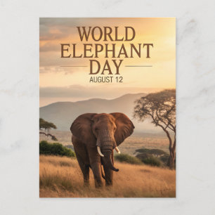 Carte Postale Journée mondiale de l'éléphant Art Savane africain