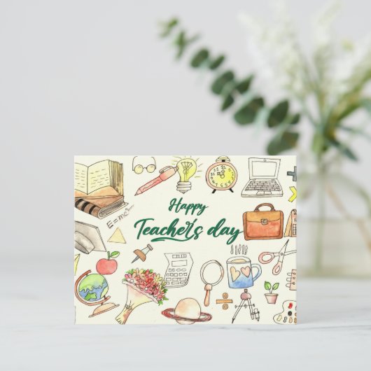 Carte Postale Journée mondiale des enseignants (Debout devant)