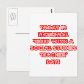 Carte Postale Journée nationale de l'enseignant "dormir avec un  (Devant / Derrière)