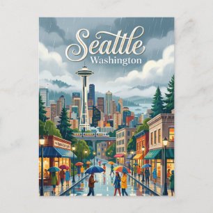 Carte Postale Journée pluvieuse à Seattle, Washington