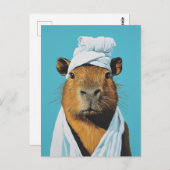 Carte Postale Journée Spa de Capybara (Devant / Derrière)