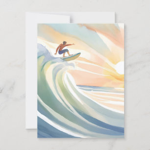 Carte Postale Journées de surf   Aquarelle de vague océanique su
