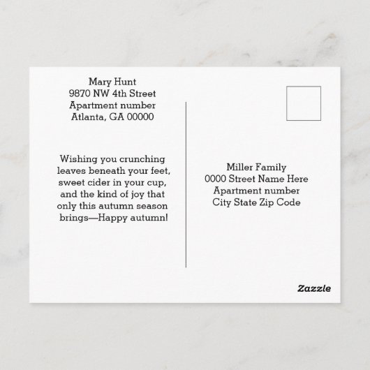 Carte Postale Jours d'automne Enfants et frontière Collie (Dos)