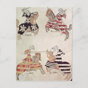 Carte Postale Jousting Knights, du livre de sir Thomas Holmes