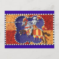 Carte postale joutante de chevalier médiéval