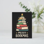 Carte Postale Joy Bookmas - Festive Book Stack for Book Lovers (Debout devant)