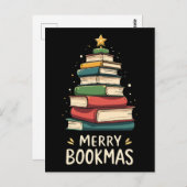 Carte Postale Joy Bookmas - Festive Book Stack for Book Lovers (Devant / Derrière)