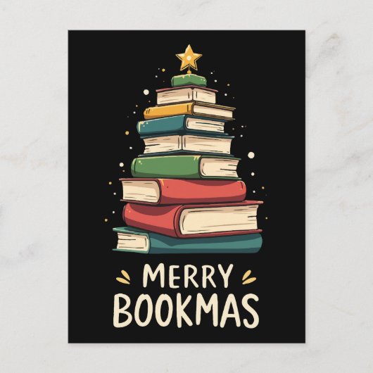 Carte Postale Joy Bookmas - Festive Book Stack for Book Lovers (Devant)