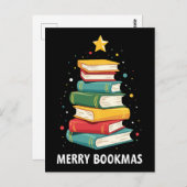 Carte Postale Joy Bookmas - Festive Book Stack for Book Lovers (Devant / Derrière)