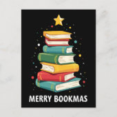Carte Postale Joy Bookmas - Festive Book Stack for Book Lovers (Devant)