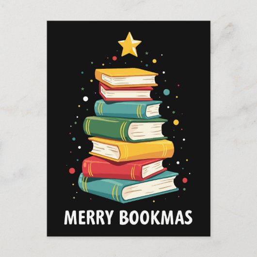 Carte Postale Joy Bookmas - Festive Book Stack for Book Lovers (Devant)