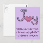 Carte Postale Joy Chinese Proverbe (Devant / Derrière)