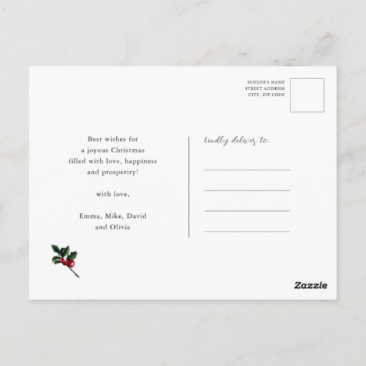 Carte Postale JOY Elegant Gold Snowflakes Modern Script Photo (Dos)