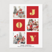 Carte Postale JOY Elegant Gold Snowflakes Modern Script Photo (Devant)