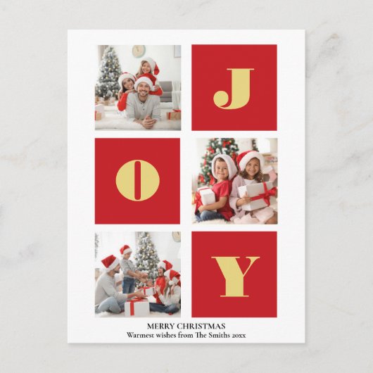 Carte Postale JOY Elegant Gold Snowflakes Modern Script Photo (Devant)