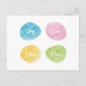 Carte Postale Joy Love Hope Peace Aquarelle Pebbles (Devant)