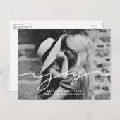 Carte Postale Joy Modern écriture manuscrite photo de vacances (Devant / Derrière)