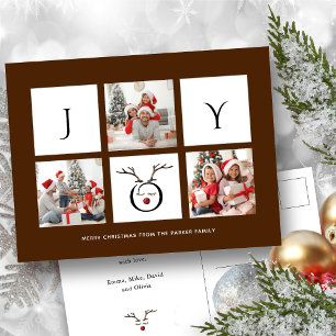 Carte Postale JOY Modern Fun Script Photo Collage Whimsical Holi