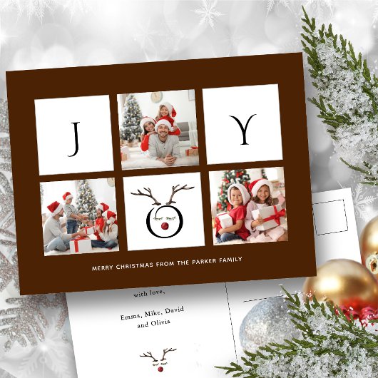 Carte Postale JOY Modern Fun Script Photo Collage Whimsical Holi