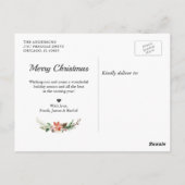 Carte Postale JOY Noël Floral Wreath Two Photos Collage (Dos)