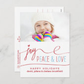 Carte postale Joy Peace & Love Christmas (Devant / Derrière)