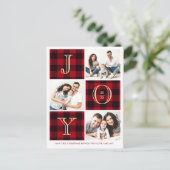 Carte Postale JOY | Red Plaid Photo Collage Noël (Debout devant)