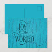 Carte Postale JOY TO THE WORLD Dark Teal Script Christmas (Devant / Derrière)