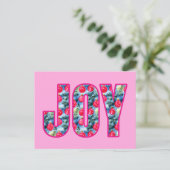 Carte Postale JOY Word Art à Fuchsia rose et vert Turquoise (Debout devant)