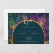 Carte Postale Joyau Peacock Tones Vert Bleu Mariage (Devant / Derrière)