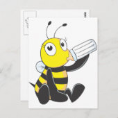 Carte Postale Joyeuse abeille de bébé boit du lait (Devant / Derrière)