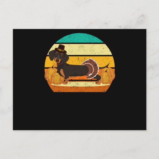 Carte Postale Joyeuse Action de grâce dachshund jour de dinde au (Devant)