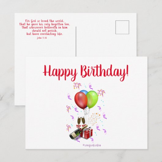 Carte postale Joyeuse Anniversaire (Devant / Derrière)