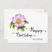 Carte Postale Joyeuse aquarelle florale d'anniversaire (Devant / Derrière)