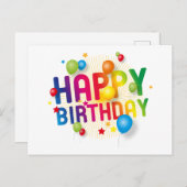 Carte postale Joyeuse Balloons d'anniversaire (Devant / Derrière)