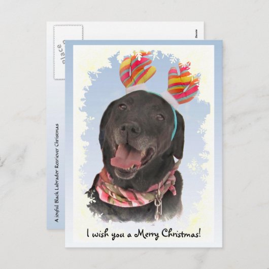 Carte postale Joyeuse Black Labrador Retriever Chr (Devant / Derrière)