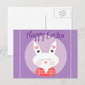 Carte postale Joyeuse Bunny Purple de Pâques (Devant / Derrière)