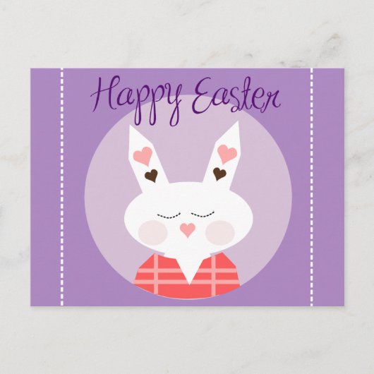 Carte postale Joyeuse Bunny Purple de Pâques (Devant)