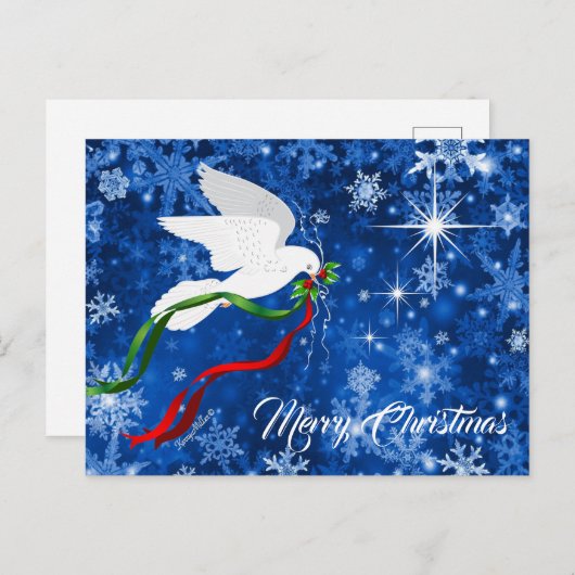 Carte Postale Joyeuse colombe de Noël (Devant / Derrière)